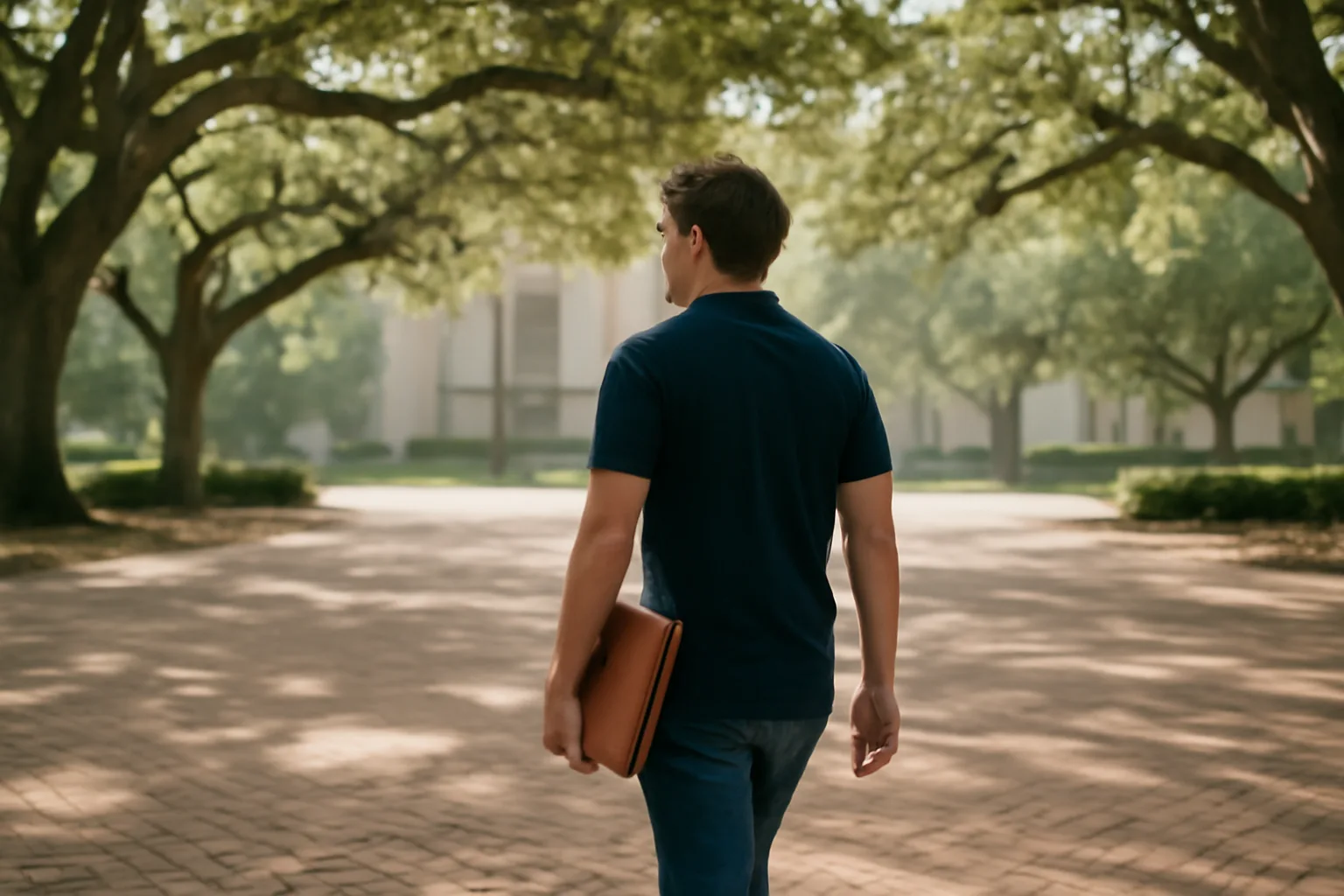 Apostille runner carries a folio under live oaks in Tallahassee