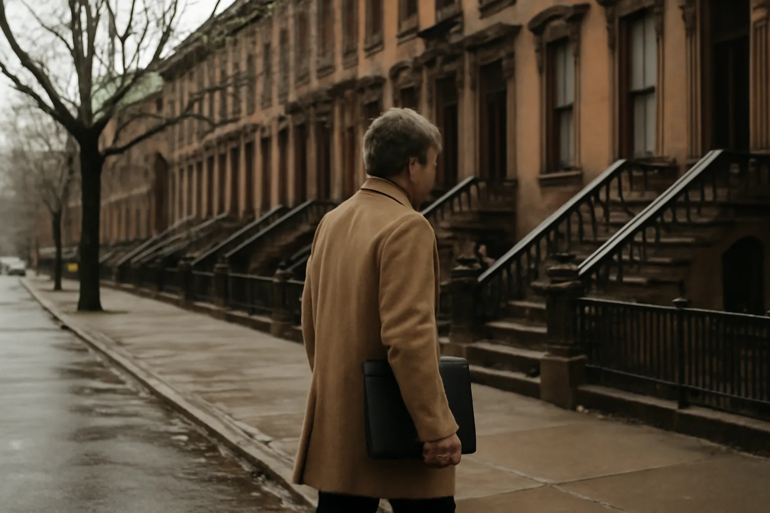Person walking a Hartford street with a portfolio for apostille runner work