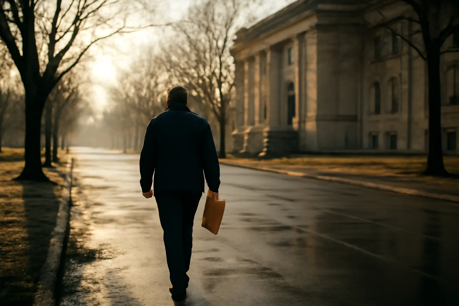 Courier walking a Topeka street with an envelope for apostille runner work